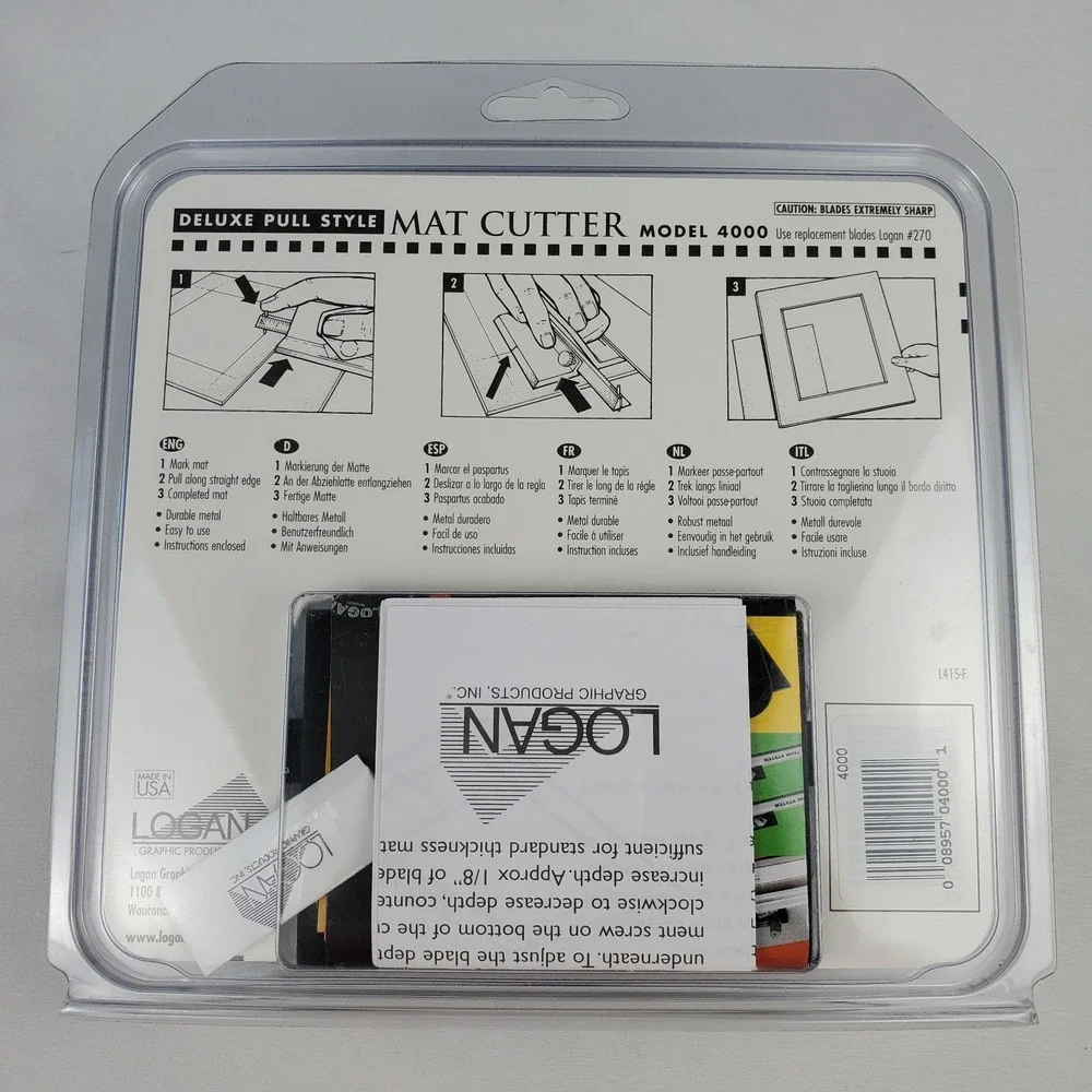 Logan 4000 Deluxe Pull Style Hand-Held Bevel Mat Cutter For #270 Blades - NEW